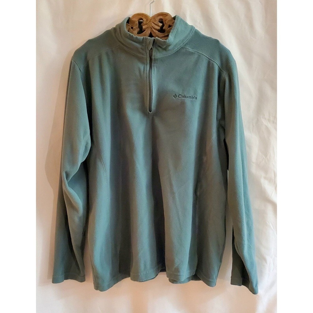 Columbia Men's 1/4 Zip Pullover Performance Fleece Sweater Size Large Aqua Blue